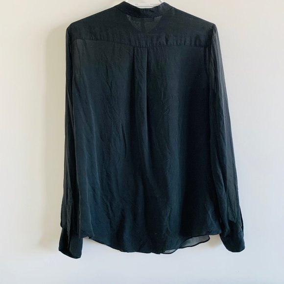 BCBGMaxAzria Sheer Black High Low Blouse - Picture 5 of 5